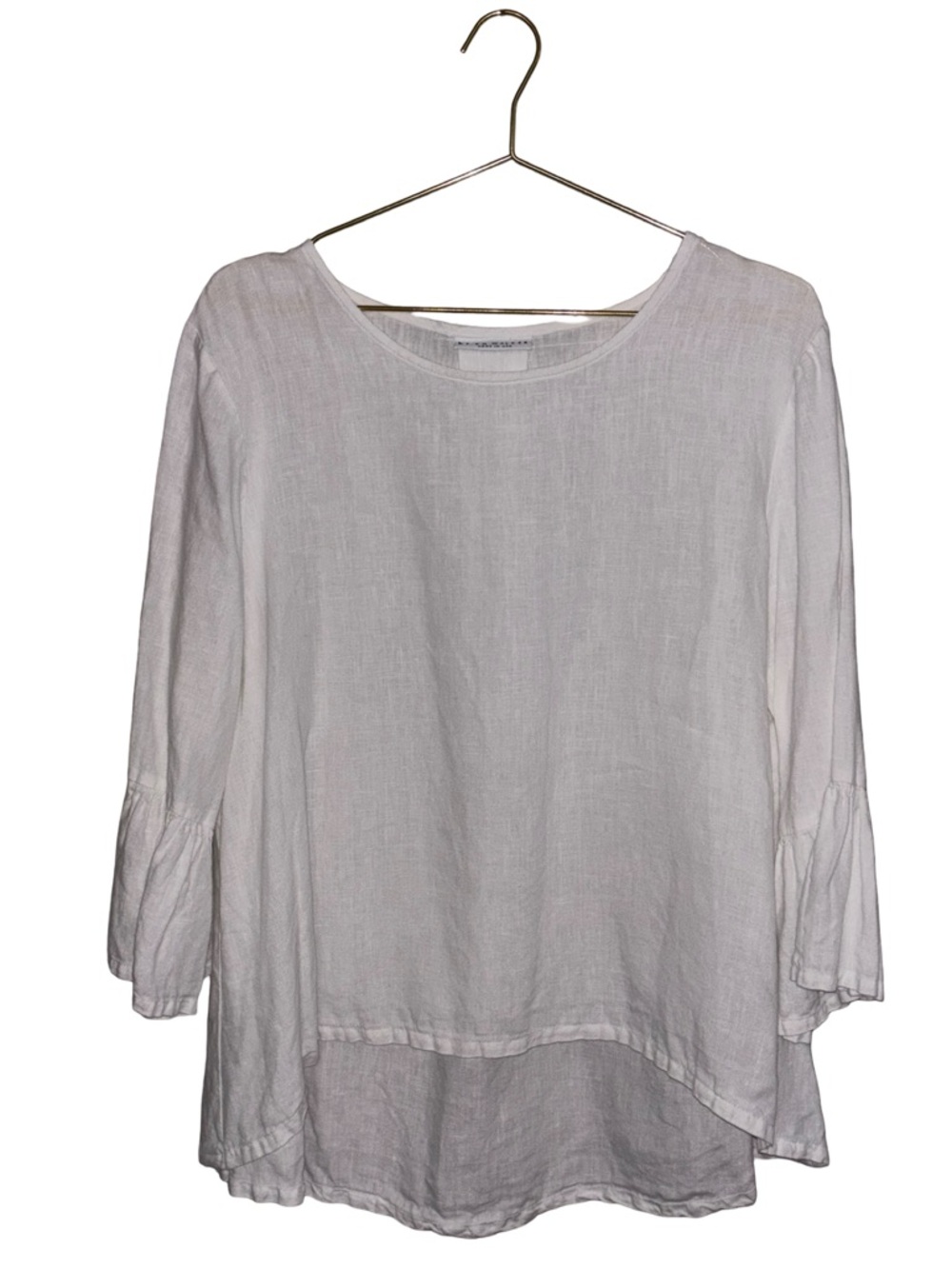 Bryn Walker White Linen Blouse  3/4 Bell Sleeve Oversized Size L P2P 23” USA